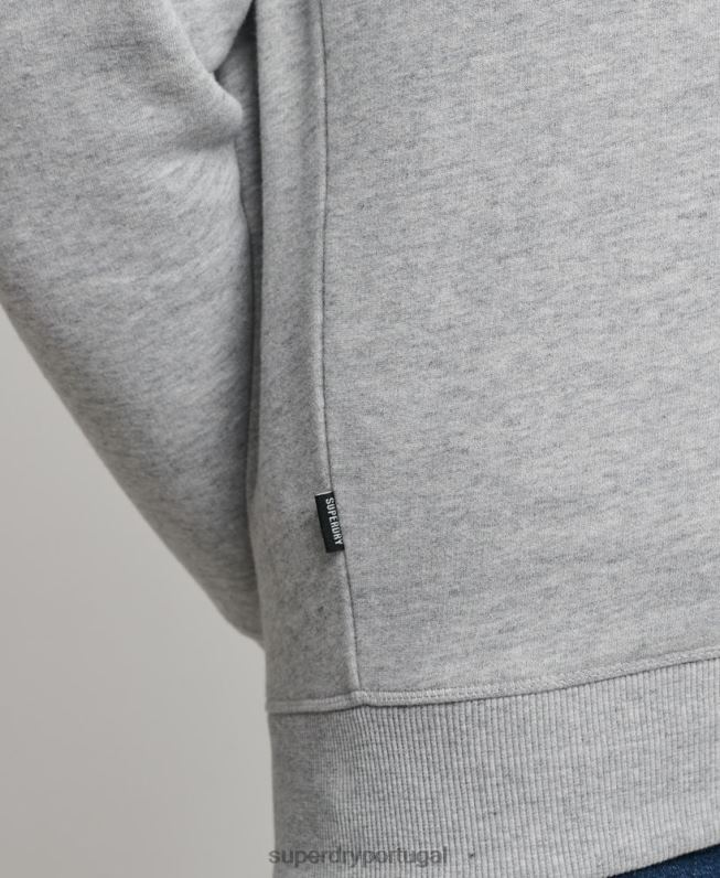 moletom henley com logo vintage de algodão orgânico homens cinza roupas Superdry 2208H5003