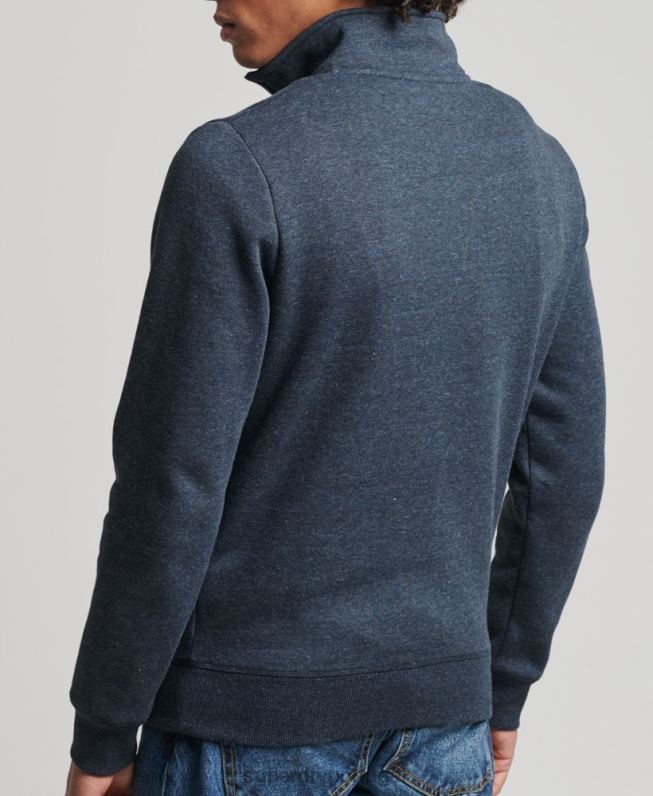 moletom henley com logo vintage de algodão orgânico homens marinha roupas Superdry 2208H5086