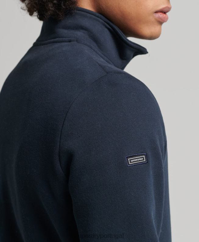 moletom henley com logo vintage de algodão orgânico homens marinha roupas Superdry 2208H5229