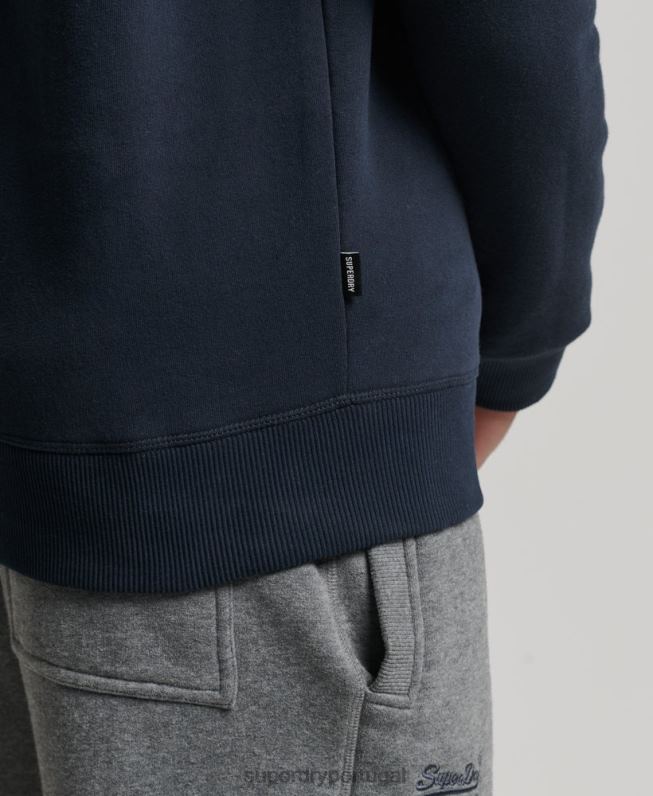 moletom henley com logo vintage de algodão orgânico homens marinha roupas Superdry 2208H5229