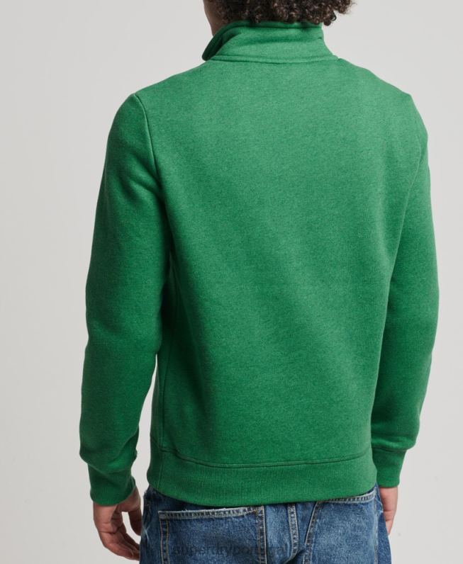 moletom henley com logo vintage de algodão orgânico homens verde roupas Superdry 2208H5133