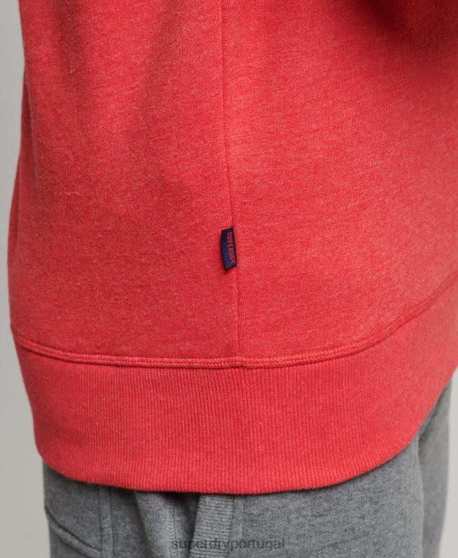 moletom henley com logo vintage de algodão orgânico homens vermelho roupas Superdry 2208H5071