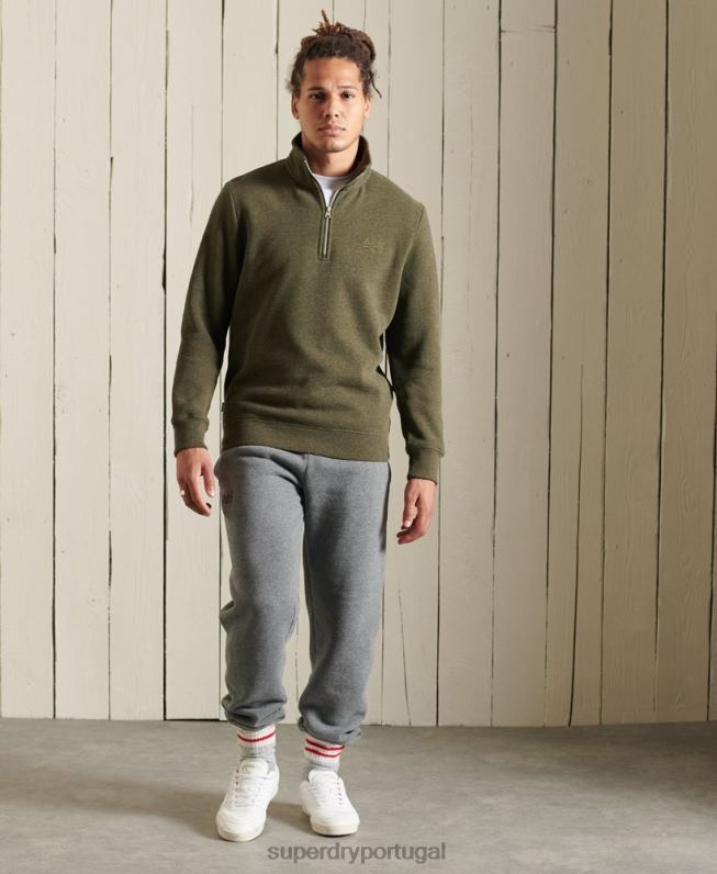 moletom henley vintage com logo bordado homens caqui roupas Superdry 2208H5033