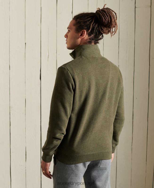 moletom henley vintage com logo bordado homens caqui roupas Superdry 2208H5033