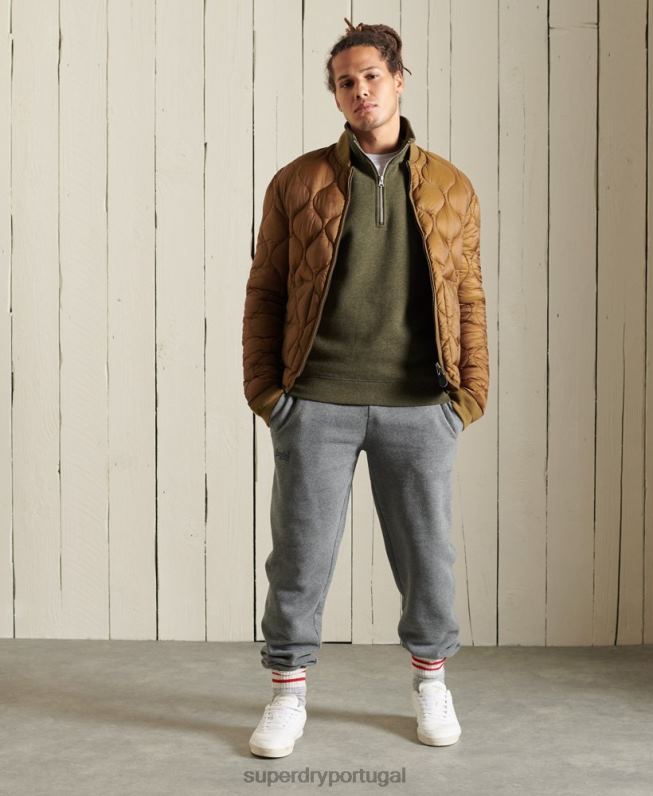 moletom henley vintage com logo bordado homens caqui roupas Superdry 2208H5033