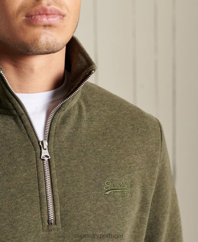 moletom henley vintage com logo bordado homens caqui roupas Superdry 2208H5033