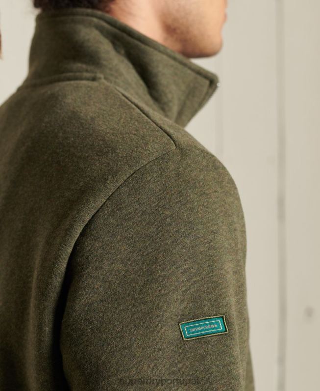 moletom henley vintage com logo bordado homens caqui roupas Superdry 2208H5033