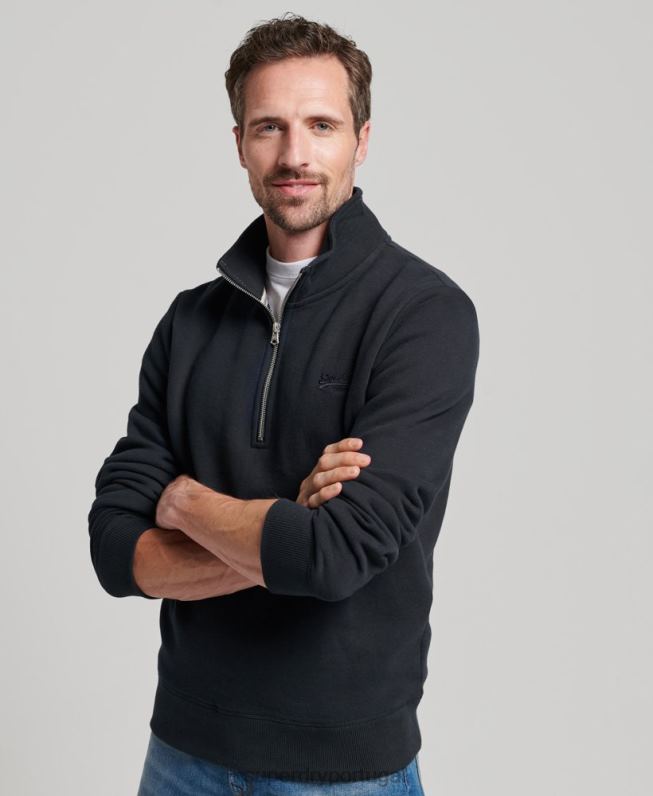 moletom henley vintage com logo bordado homens marinha roupas Superdry 2208H104