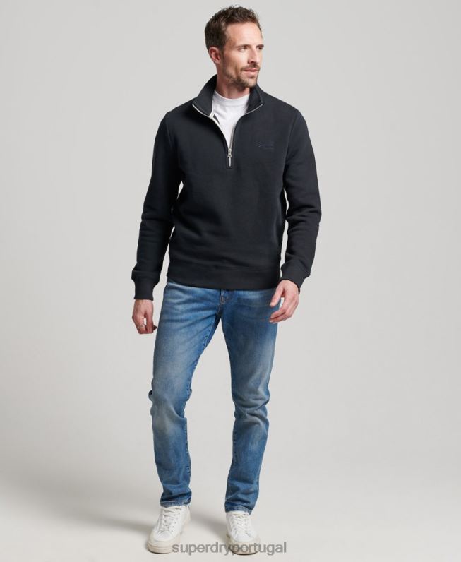 moletom henley vintage com logo bordado homens marinha roupas Superdry 2208H104