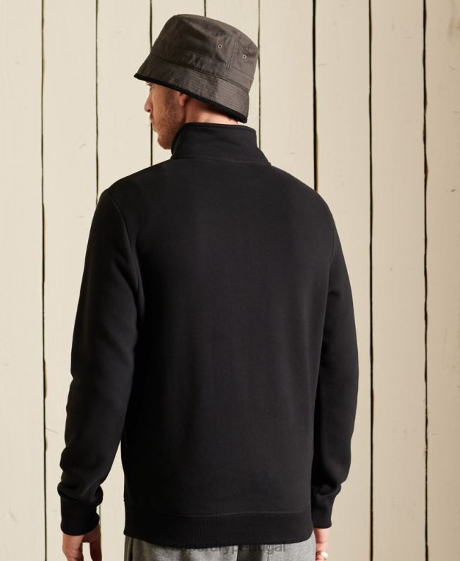 moletom henley vintage com logo bordado homens preto roupas Superdry 2208H821