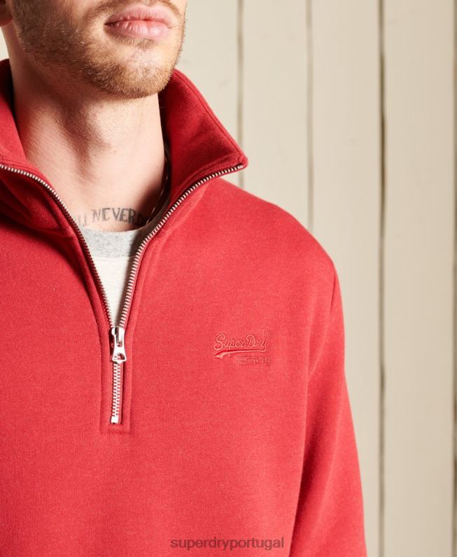 moletom henley vintage com logo bordado homens vermelho roupas Superdry 2208H5231