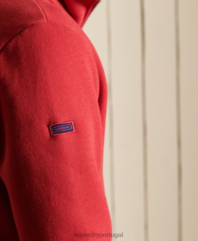 moletom henley vintage com logo bordado homens vermelho roupas Superdry 2208H5231