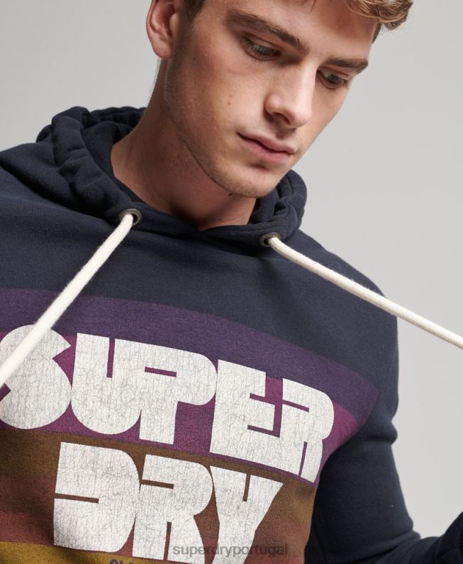 moletom listrado anos 70 homens marinha roupas Superdry 2208H5135