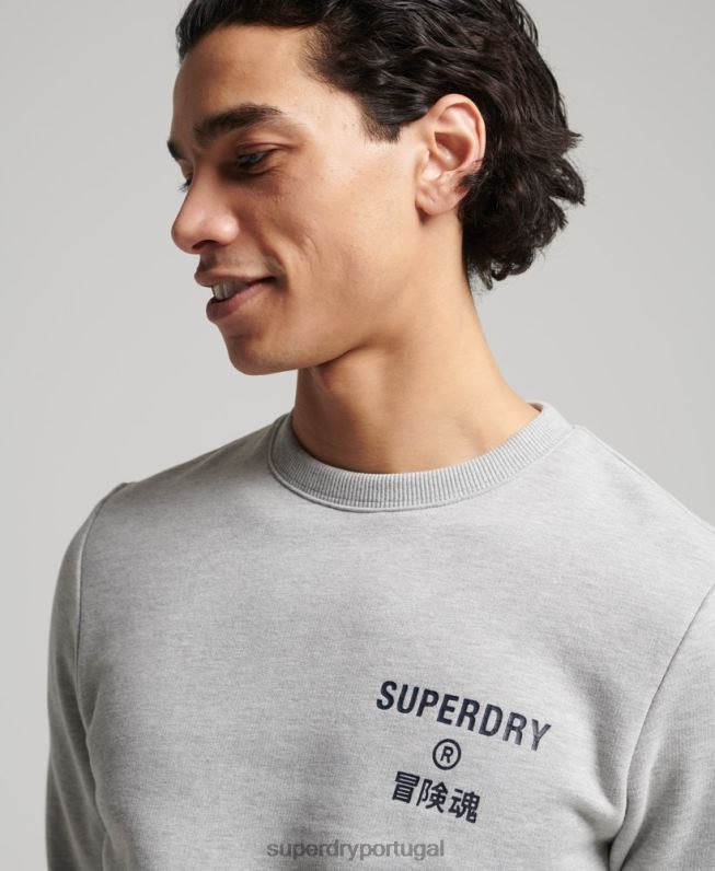 moletom marl crew com logotipo corporativo homens cinza roupas Superdry 2208H5179