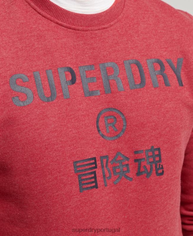 moletom marl crew com logotipo corporativo homens vermelho roupas Superdry 2208H5188