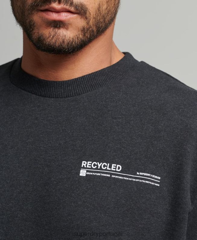 moletom micro top top reciclado homens preto roupas Superdry 2208H889