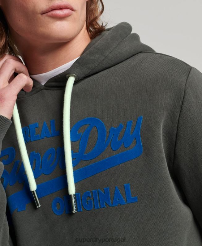 moletom neon com logo vintage homens cinza escuro roupas Superdry 2208H660