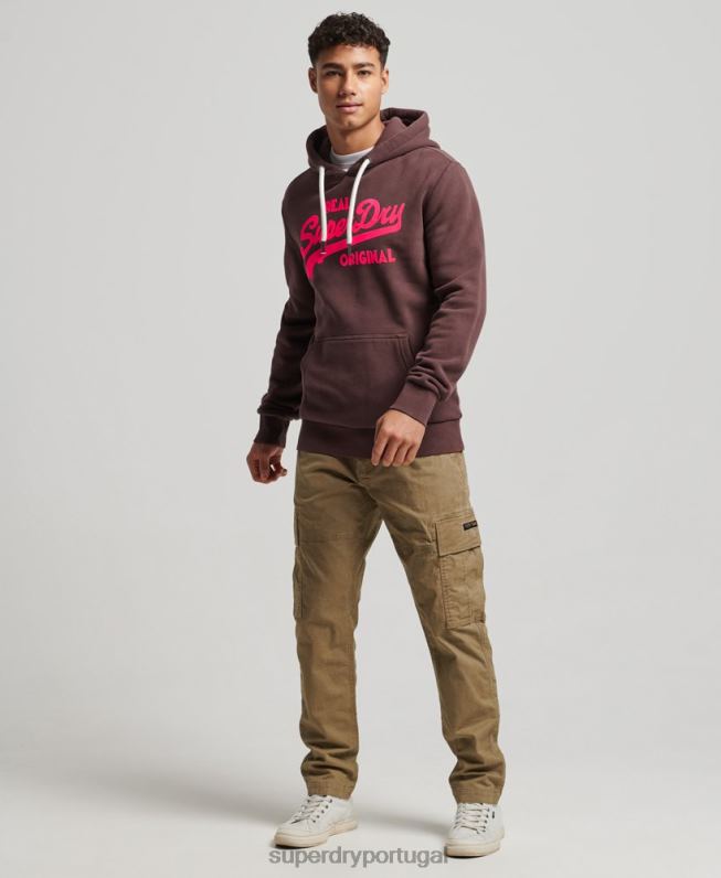 moletom neon com logo vintage homens marrom roupas Superdry 2208H588