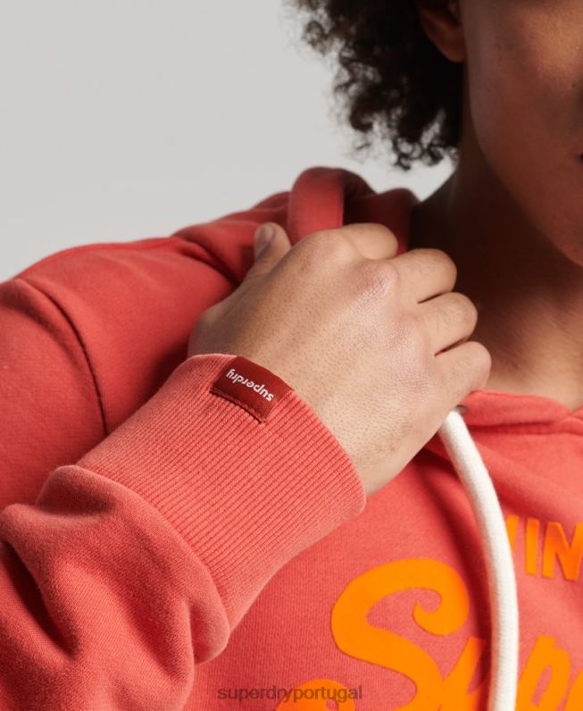 moletom neon com logo vintage homens vermelho roupas Superdry 2208H795