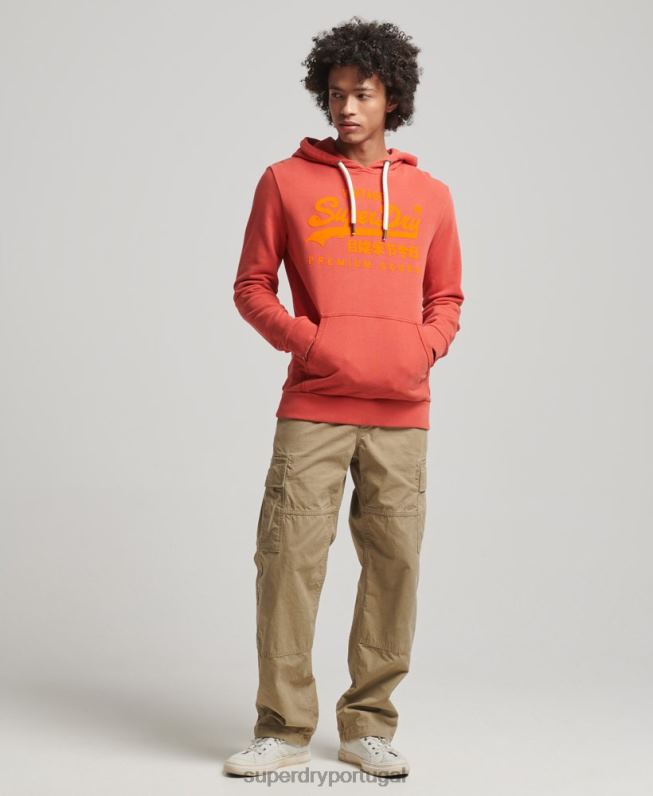 moletom neon com logo vintage homens vermelho roupas Superdry 2208H795