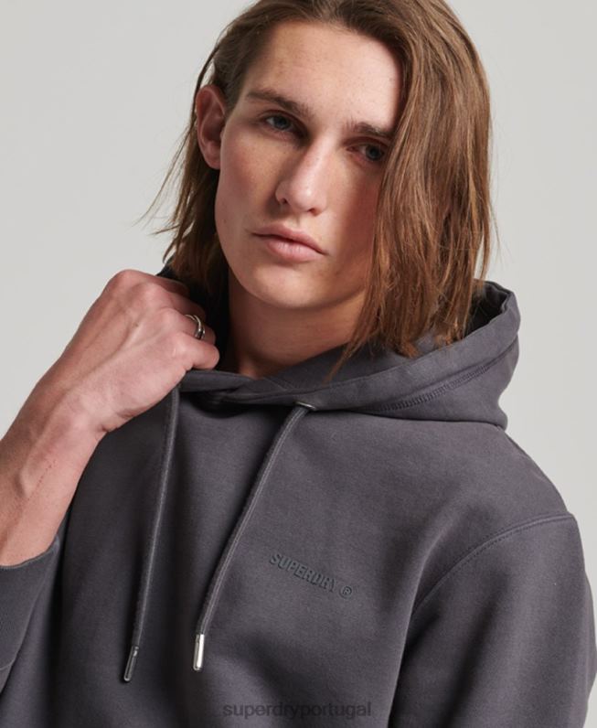 moletom overdyed essencial homens cinza escuro roupas Superdry 2208H553