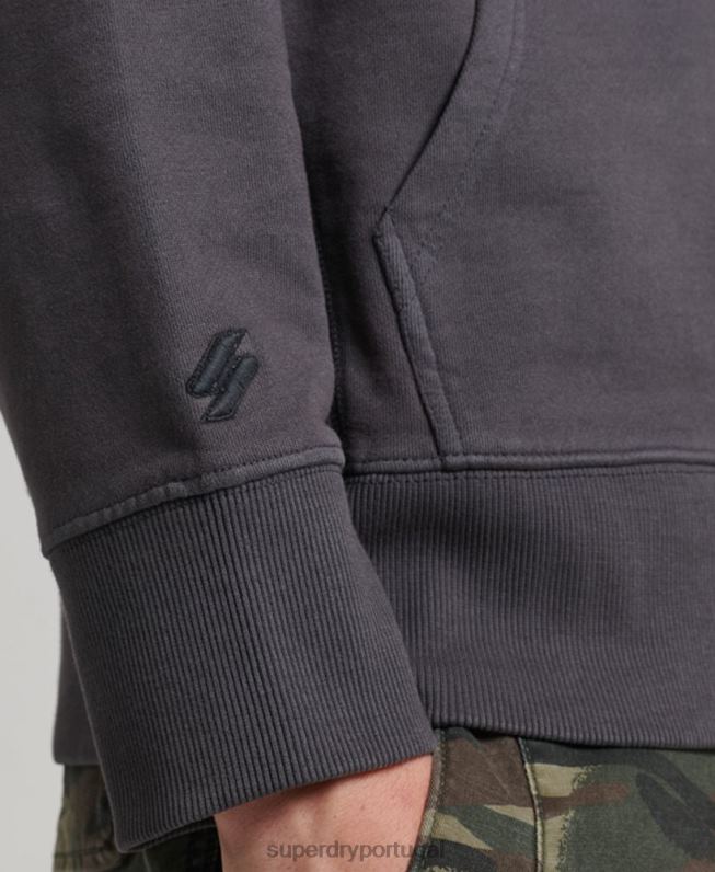 moletom overdyed essencial homens cinza escuro roupas Superdry 2208H553
