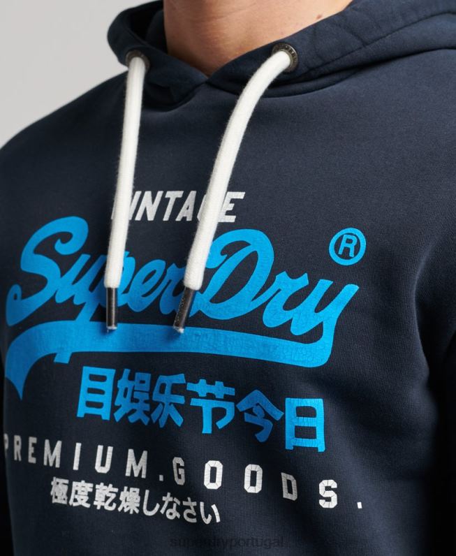 moletom overdyed premium com logo vintage homens marinha roupas Superdry 2208H457