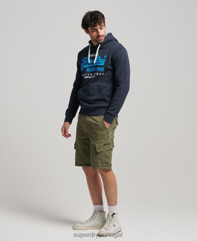 moletom overdyed premium com logo vintage homens marinha roupas Superdry 2208H457