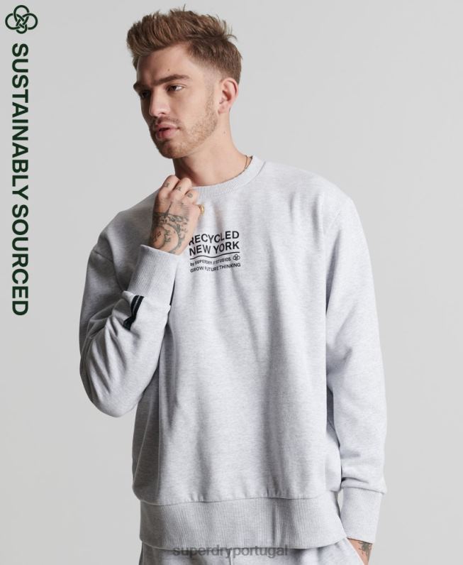 moletom reciclado da equipe da cidade homens cinza claro roupas Superdry 2208H5055