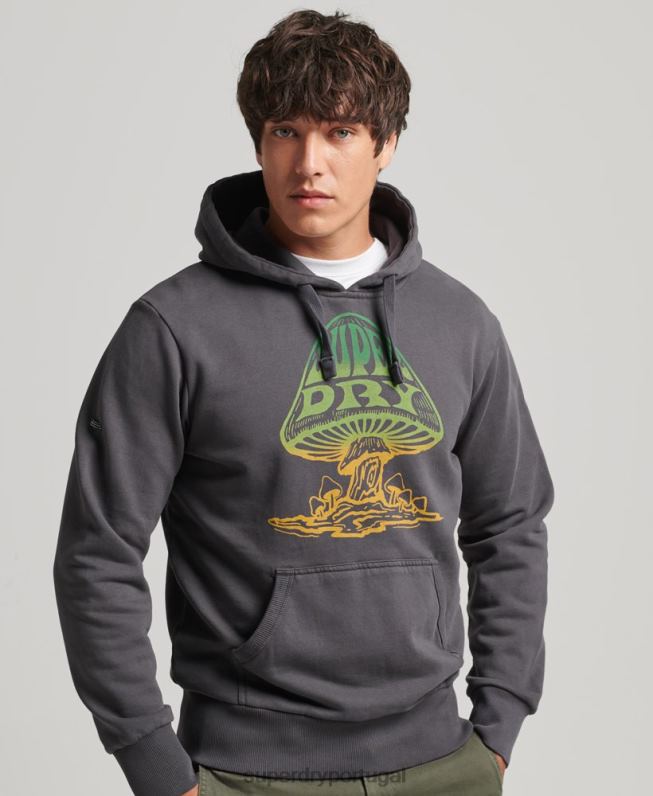 moletom rock psicológico homens cinza escuro roupas Superdry 2208H514
