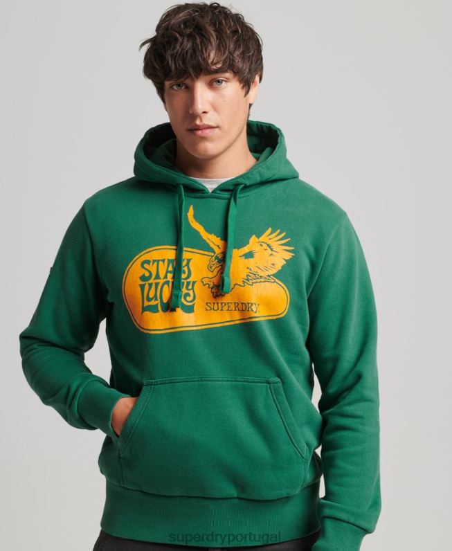 moletom rock psicológico homens verde roupas Superdry 2208H5056
