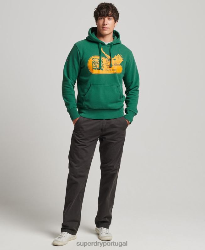 moletom rock psicológico homens verde roupas Superdry 2208H5056