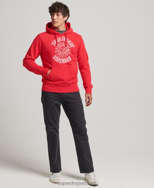 moletom rock psicológico homens vermelho roupas Superdry 2208H759
