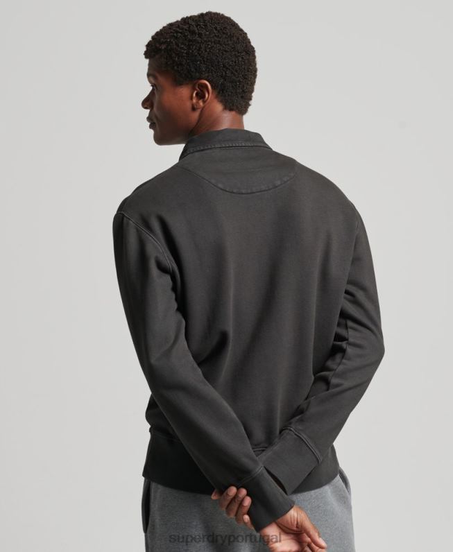 moletom rugby overdyed homens cinza escuro roupas Superdry 2208H816