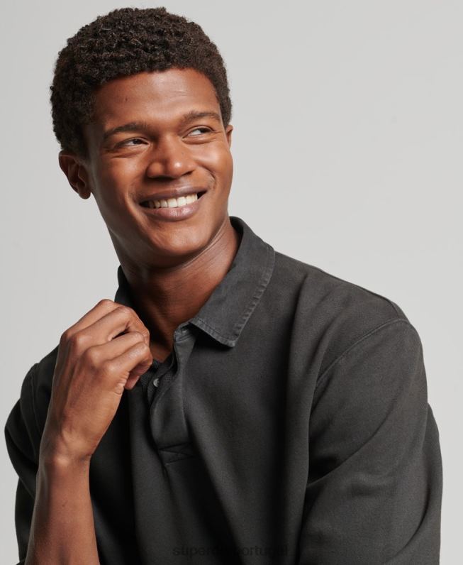 moletom rugby overdyed homens cinza escuro roupas Superdry 2208H816