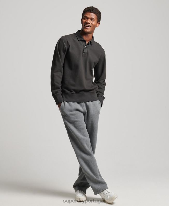 moletom rugby overdyed homens cinza escuro roupas Superdry 2208H816