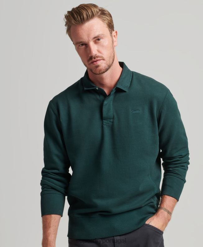 moletom rugby overdyed homens verde roupas Superdry 2208H657
