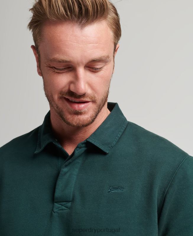 moletom rugby overdyed homens verde roupas Superdry 2208H657