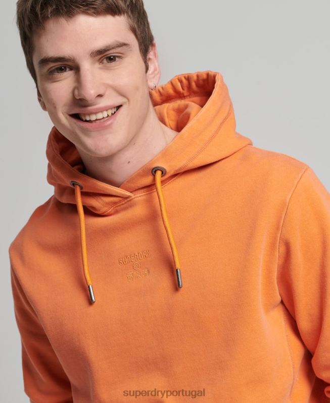 moletom solto com tingimento de vestuário com logotipo de código homens laranja roupas Superdry 2208H5227