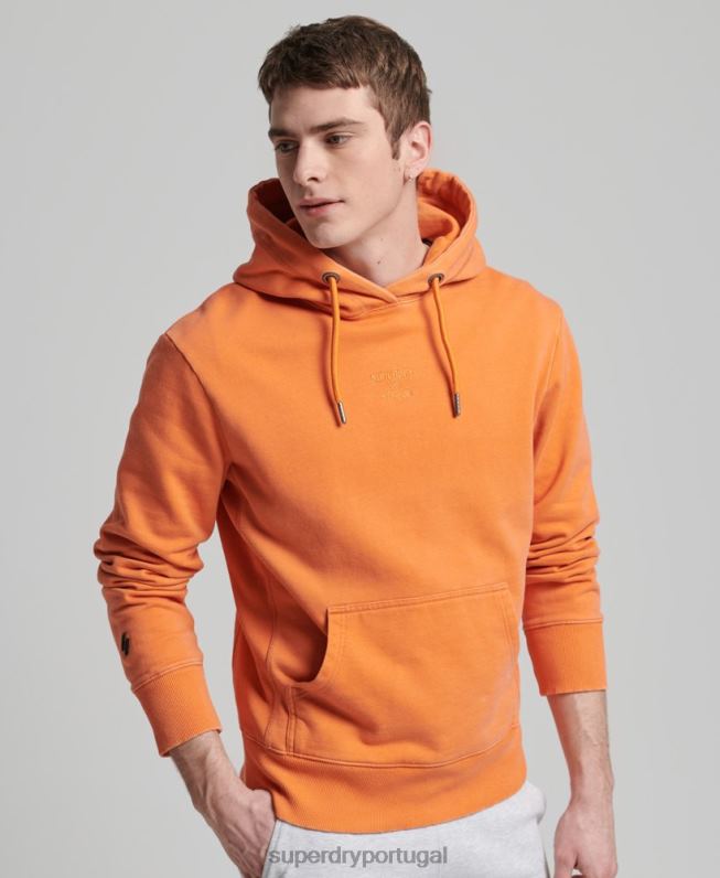 moletom solto com tingimento de vestuário com logotipo de código homens laranja roupas Superdry 2208H5227