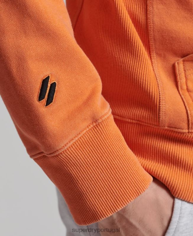 moletom solto com tingimento de vestuário com logotipo de código homens laranja roupas Superdry 2208H5227