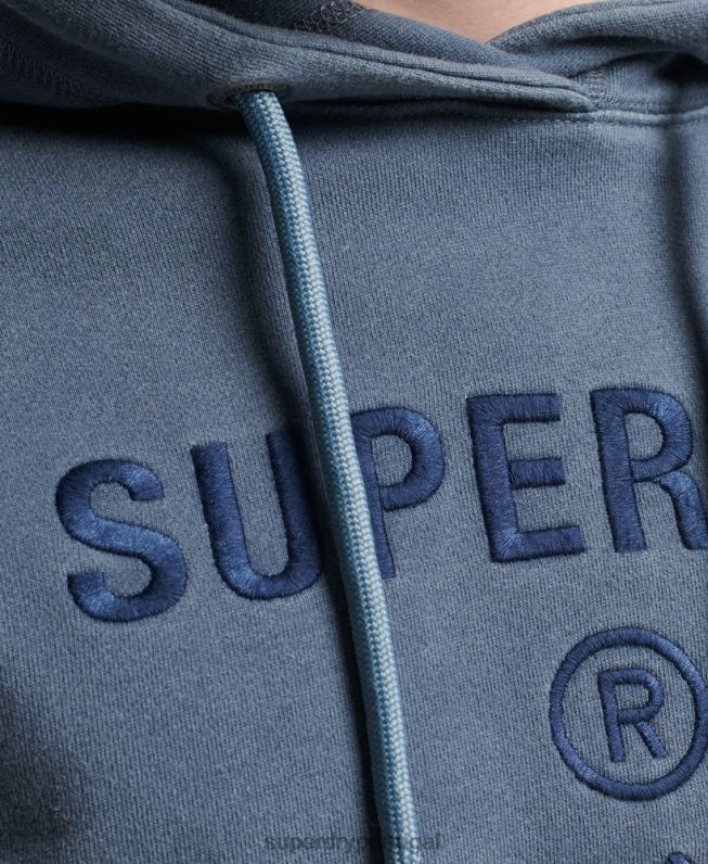 moletom solto com tingimento de vestuário com logotipo de código homens marinha roupas Superdry 2208H5180