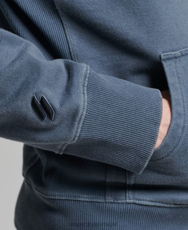 moletom solto com tingimento de vestuário com logotipo de código homens marinha roupas Superdry 2208H5180