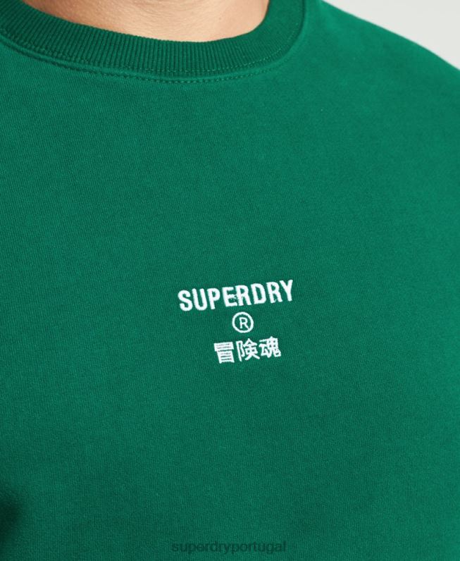 moletom solto da tripulação com logo bordado homens verde roupas Superdry 2208H877