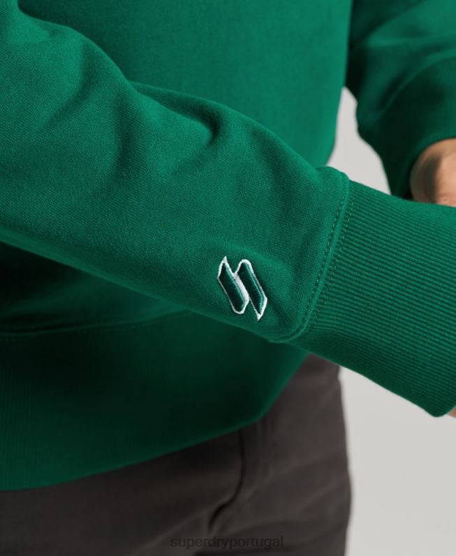 moletom solto da tripulação com logo bordado homens verde roupas Superdry 2208H877