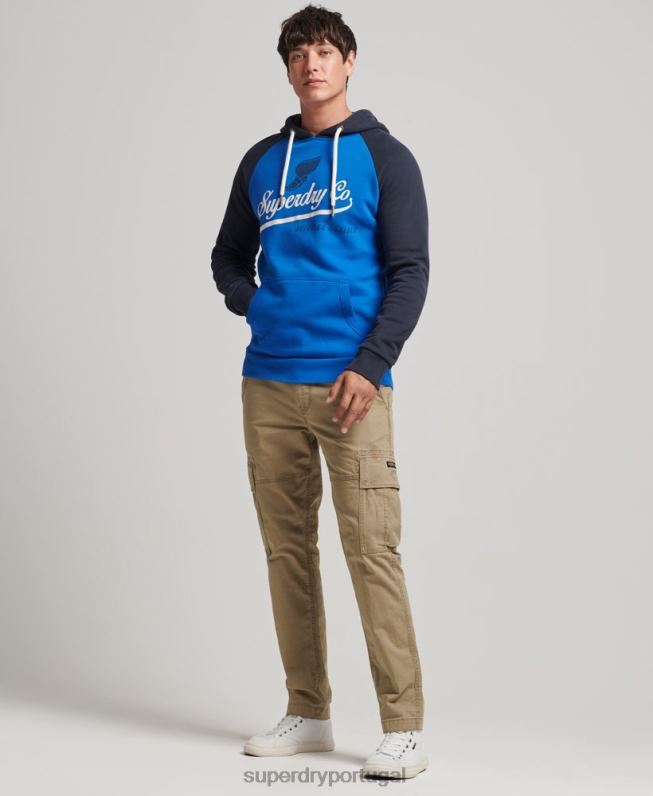 moletom vintage aquiles raglan homens azul claro roupas Superdry 2208H719