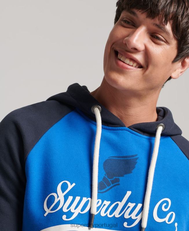 moletom vintage aquiles raglan homens azul claro roupas Superdry 2208H719