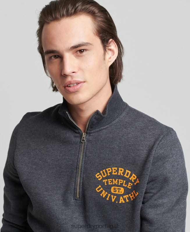 moletom vintage atlético henley homens cinza escuro roupas Superdry 2208H5040