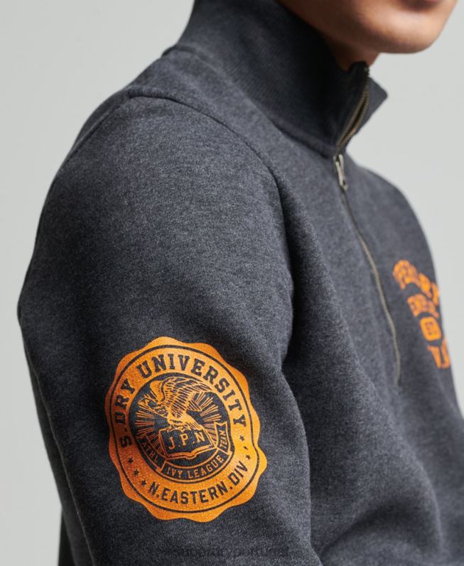 moletom vintage atlético henley homens cinza escuro roupas Superdry 2208H5040