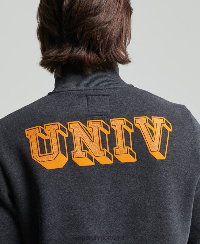 moletom vintage atlético henley homens cinza escuro roupas Superdry 2208H5040